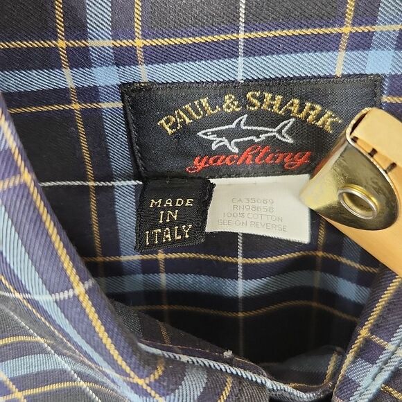 Paul & Shark Yachting Long Sleeve Plaid Print Button Down Shirt Large - Picture 5 of 7